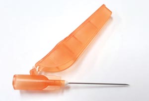 Needle Hypodermic EXELInt® Hinged Safety 25 Gauge 1 Inch Length (100/BX 10BX/CS) by Exel Corporation  ID 27405